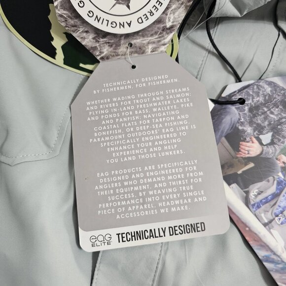 EAG Elite Mens Button Down Fishing Shirt Vented Back Size XL Gray Mossy Oak - Picture 14 of 16